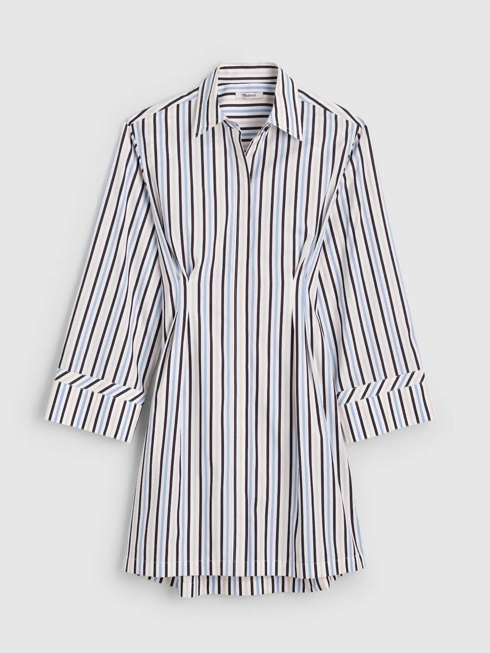 MADEWELL Tucked Mini Shirtdress Size 12 Boardwalk Stripe Cotton Poplin Preppy